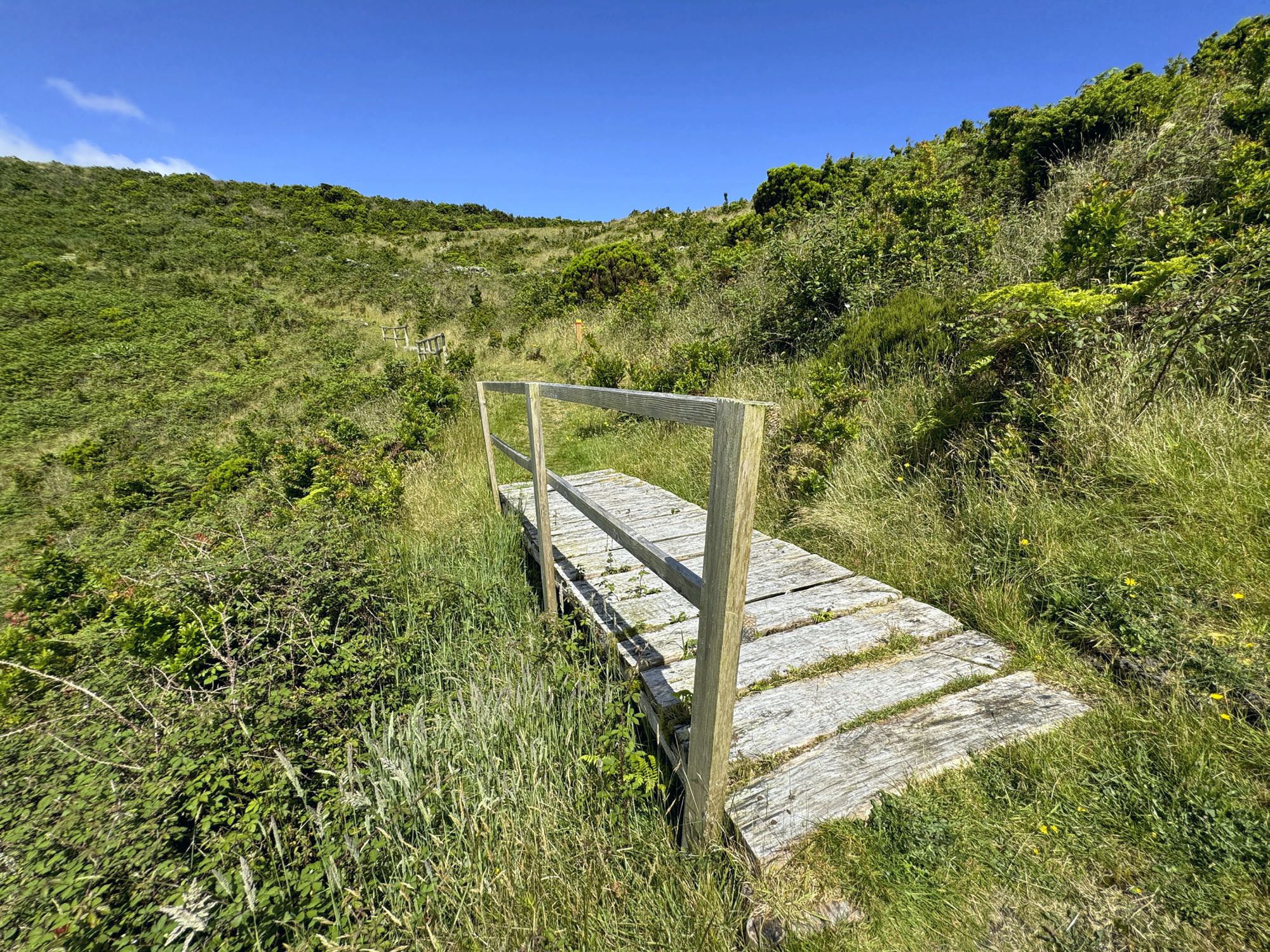 Nasse Abschnitte sind immer wieder durch Holzstege überbaut
